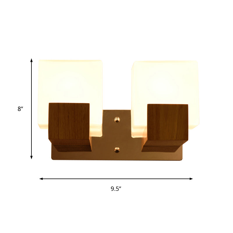 Skørter | White Cube Wall Lamp Japanese Style Simple Opal Glass Wall Lamp for Stairs Living Room