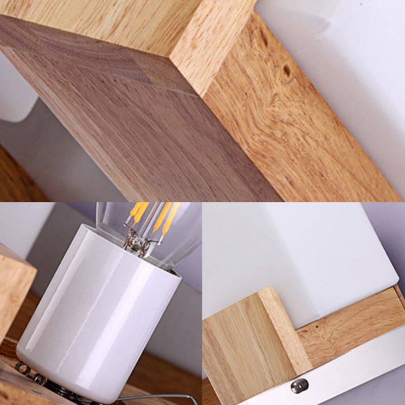Skørter | White Cube Wall Lamp Japanese Style Simple Opal Glass Wall Lamp for Stairs Living Room