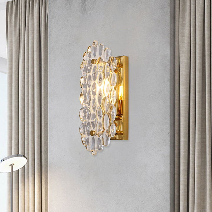 Lisslune | 1 Light Hall Wall Lamp Postmodern Gold Wall Lamp Wall Light with Corn-Shaped Crystal Panel Shade