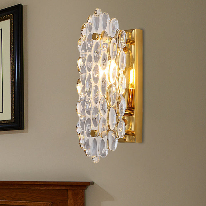 Lisslune | 1 Light Hall Wall Lamp Postmodern Gold Wall Lamp Wall Light with Corn-Shaped Crystal Panel Shade