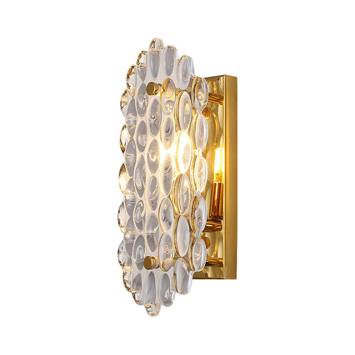 Lisslune | 1 Light Hall Wall Lamp Postmodern Gold Wall Lamp Wall Light with Corn-Shaped Crystal Panel Shade