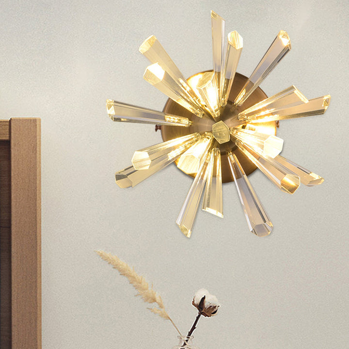 Lisslune | Crystal Rod Sputnik Wall Lamp Contemporary 2-Head Gold Wall Sconce in Warm/White Light
