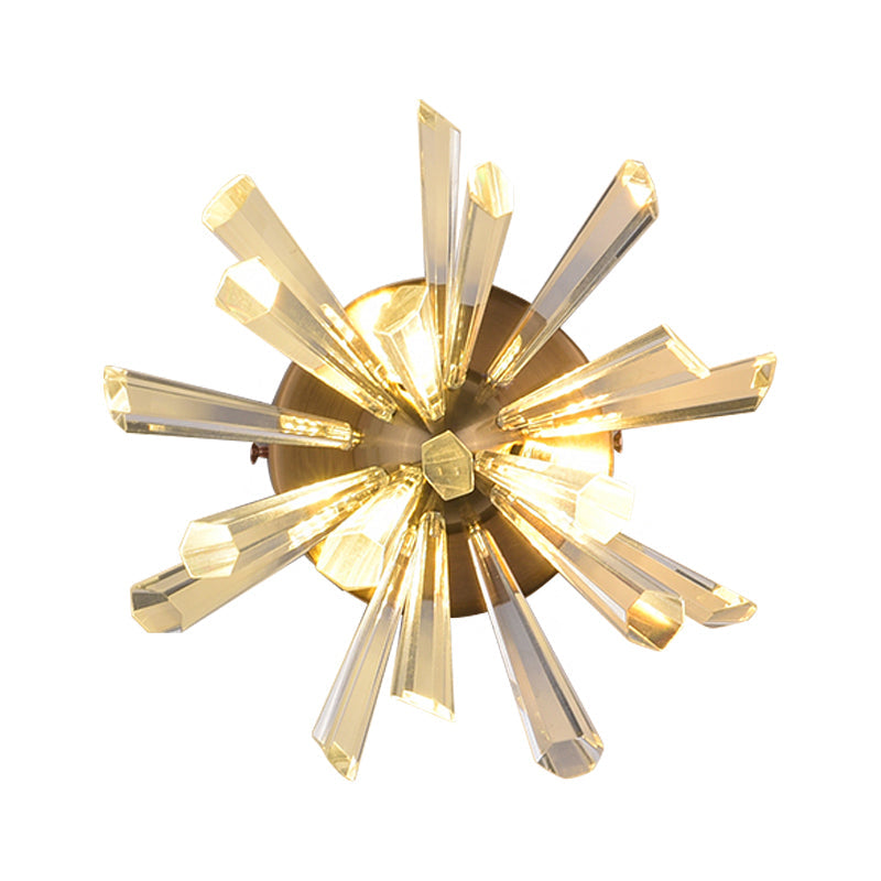 Lisslune | Crystal Rod Sputnik Wall Lamp Contemporary 2-Head Gold Wall Sconce in Warm/White Light