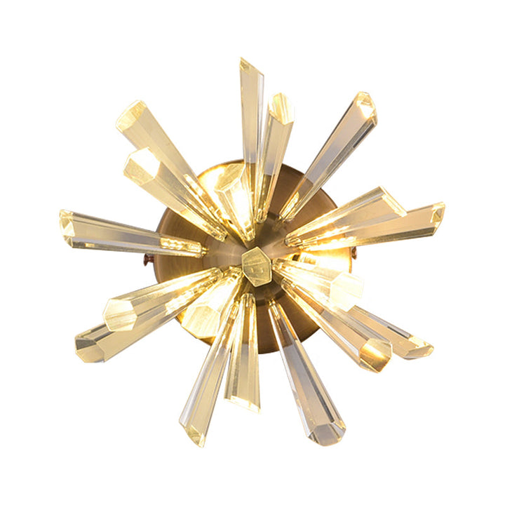 Lisslune | Crystal Rod Sputnik Wall Lamp Contemporary 2-Head Gold Wall Sconce in Warm/White Light