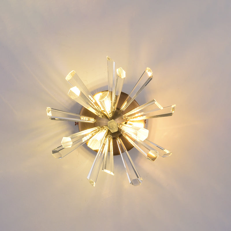 Lisslune | Crystal Rod Sputnik Wall Lamp Contemporary 2-Head Gold Wall Sconce in Warm/White Light