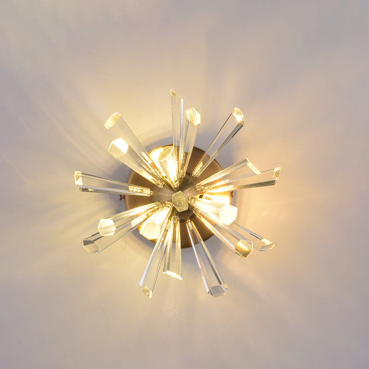 Lisslune | Crystal Rod Sputnik Wall Lamp Contemporary 2-Head Gold Wall Sconce in Warm/White Light
