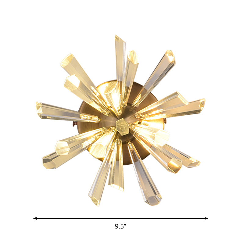 Lisslune | Crystal Rod Sputnik Wall Lamp Contemporary 2-Head Gold Wall Sconce in Warm/White Light