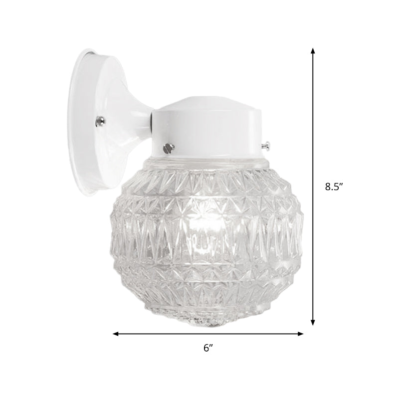 Lisslune | Black/White Spherical Wall Light Modernist 1 Light Grid Glass Wall Lamp Light for Reading Room