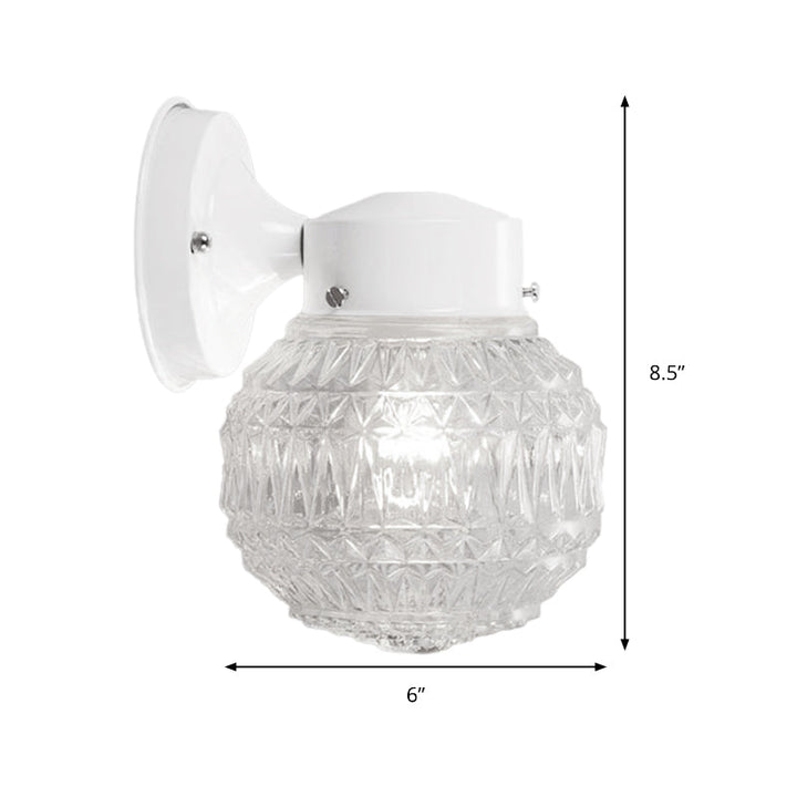 Lisslune | Black/White Spherical Wall Light Modernist 1 Light Grid Glass Wall Lamp Light for Reading Room