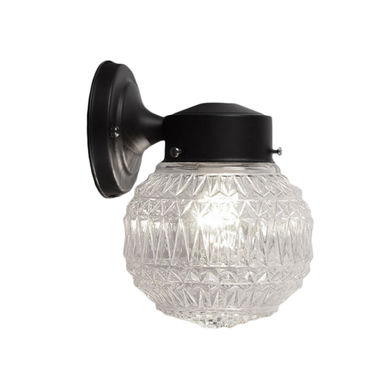Lisslune | Black/White Spherical Wall Light Modernist 1 Light Grid Glass Wall Lamp Light for Reading Room