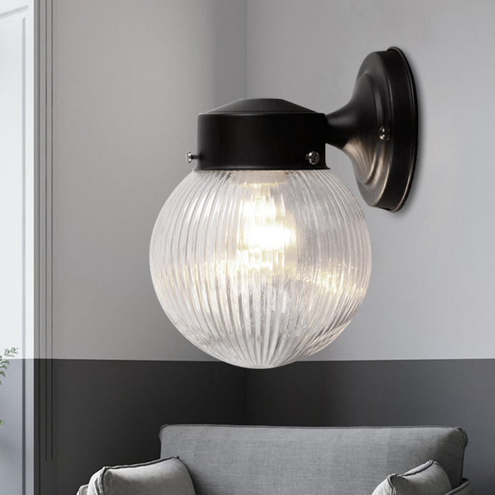 Lisslune | Prismatic Glass Global Wall Light Modern 1 Light Black/White Wall Mounted Lighting Fixture for Hall
