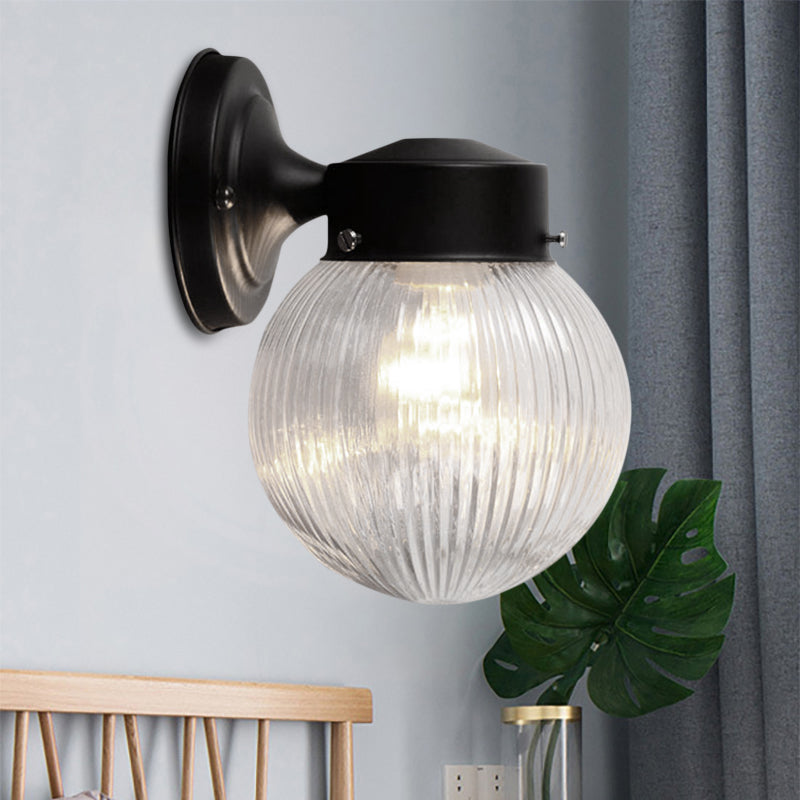 Lisslune | Prismatic Glass Global Wall Light Modern 1 Light Black/White Wall Mounted Lighting Fixture for Hall