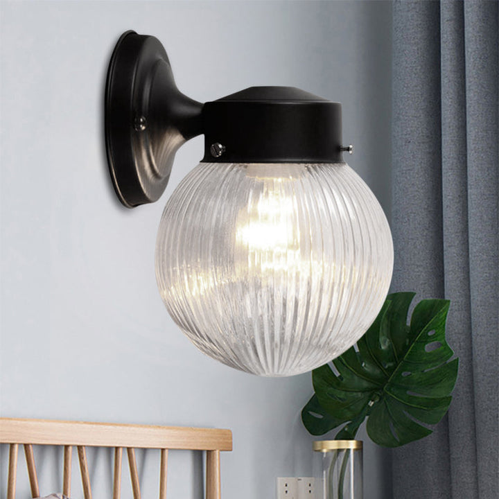Lisslune | Prismatic Glass Global Wall Light Modern 1 Light Black/White Wall Mounted Lighting Fixture for Hall