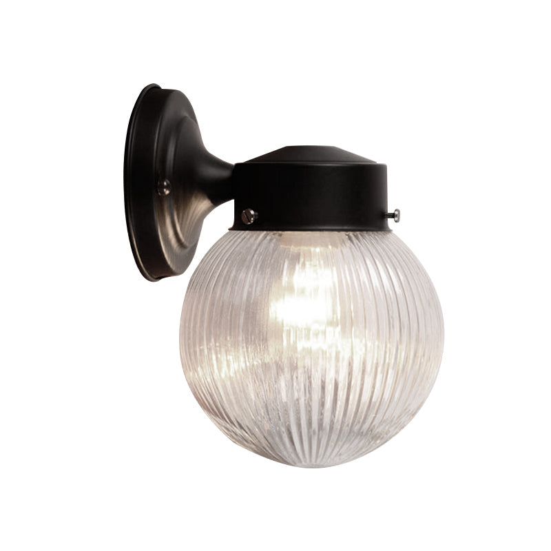 Lisslune | Prismatic Glass Global Wall Light Modern 1 Light Black/White Wall Mounted Lighting Fixture for Hall