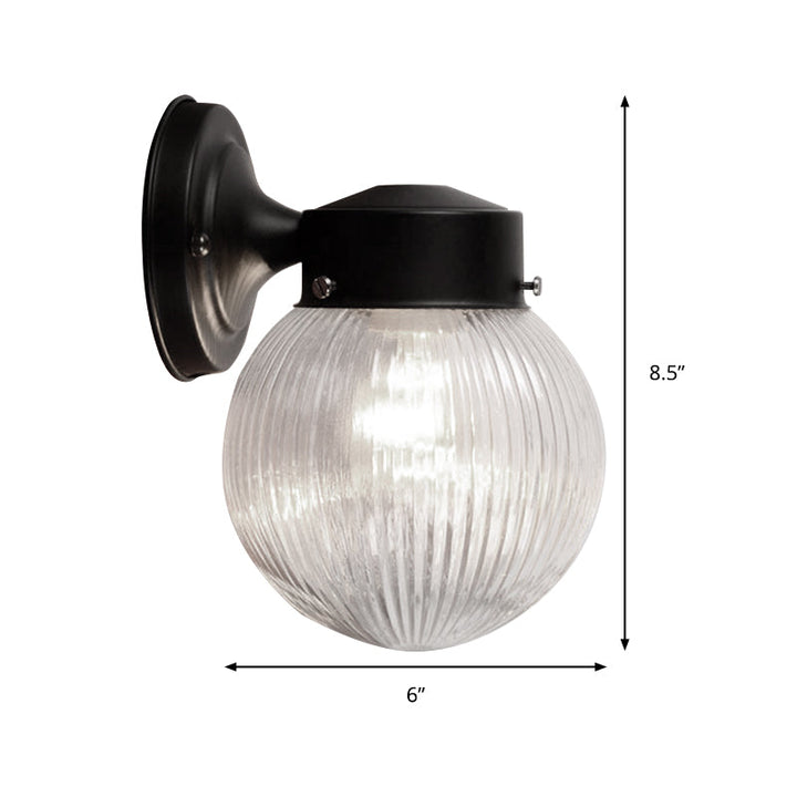 Lisslune | Prismatic Glass Global Wall Light Modern 1 Light Black/White Wall Mounted Lighting Fixture for Hall