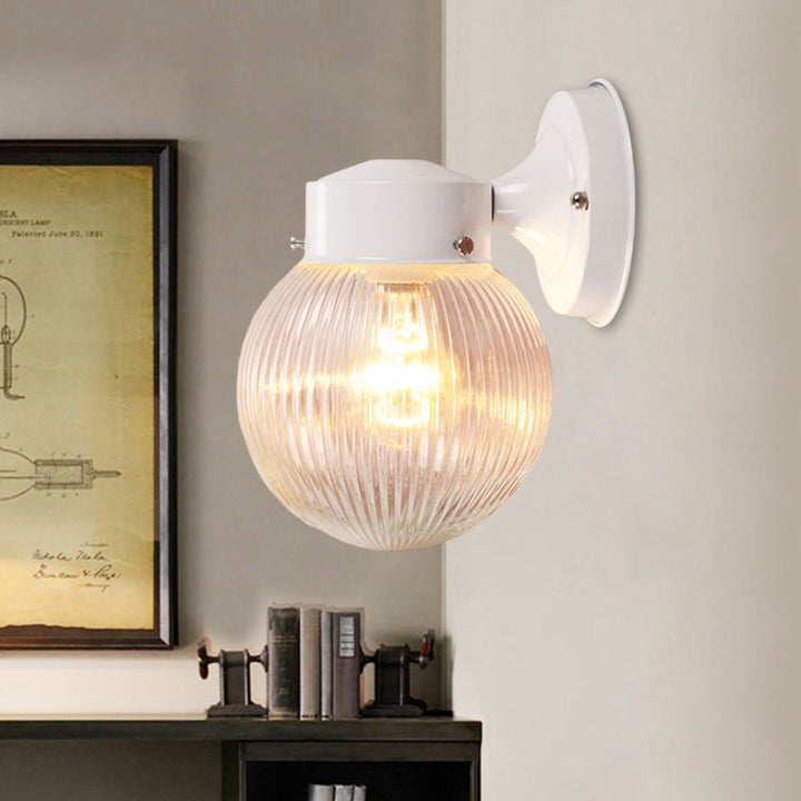Lisslune | Prismatic Glass Global Wall Light Modern 1 Light Black/White Wall Mounted Lighting Fixture for Hall
