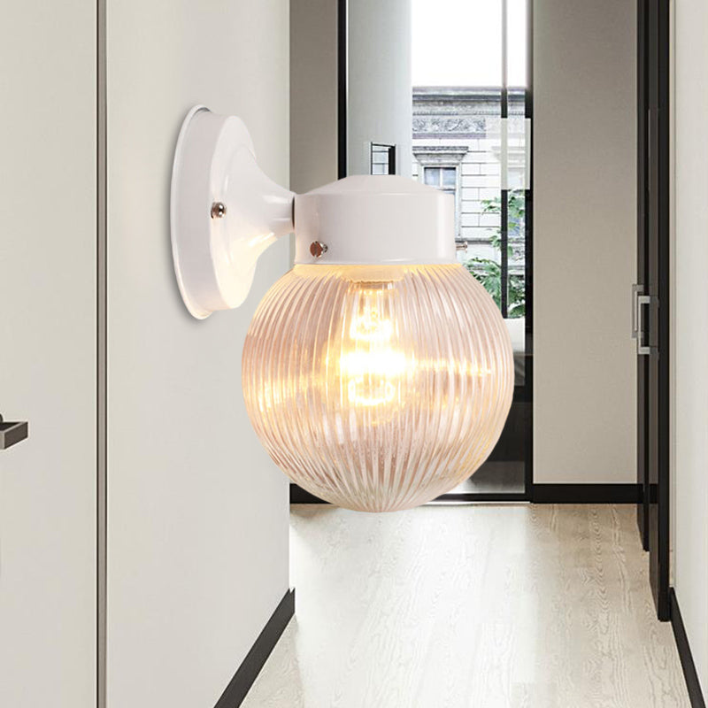 Lisslune | Prismatic Glass Global Wall Light Modern 1 Light Black/White Wall Mounted Lighting Fixture for Hall