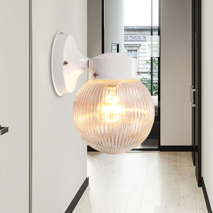 Lisslune | Prismatic Glass Global Wall Light Modern 1 Light Black/White Wall Mounted Lighting Fixture for Hall