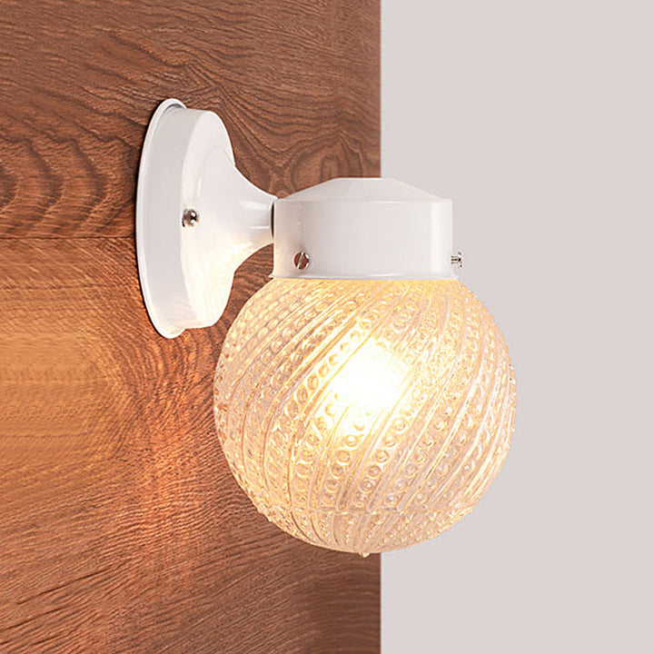 Lisslune | 1 Light Passage Wall Lighting with Globe Checkered Glass Shade Modern Black/White Wall Lamp Fixture