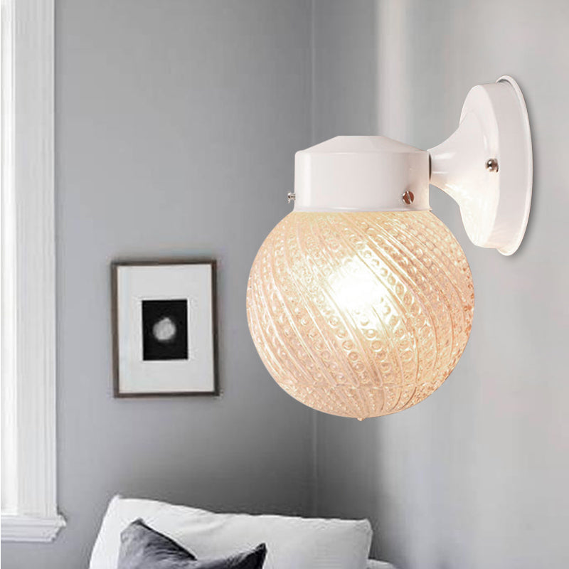 Lisslune | 1 Light Passage Wall Lighting with Globe Checkered Glass Shade Modern Black/White Wall Lamp Fixture