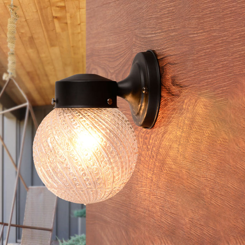 Lisslune | 1 Light Passage Wall Lighting with Globe Checkered Glass Shade Modern Black/White Wall Lamp Fixture