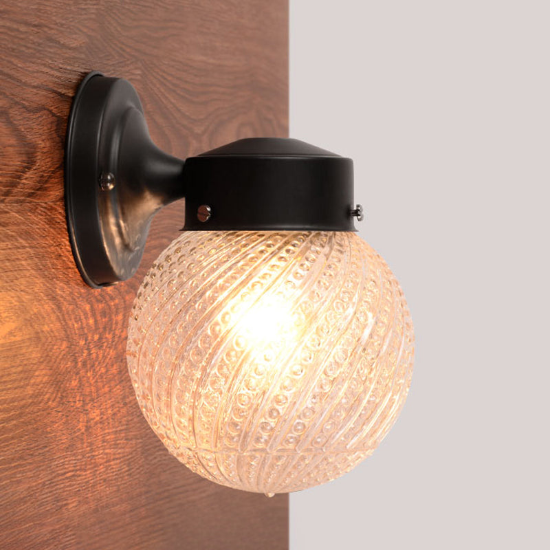 Lisslune | 1 Light Passage Wall Lighting with Globe Checkered Glass Shade Modern Black/White Wall Lamp Fixture