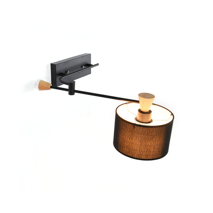 Lisslune | Drum Wall Lamp Sconce Modernism Fabric 1 Light Sconce Light in Black/White for Living Room