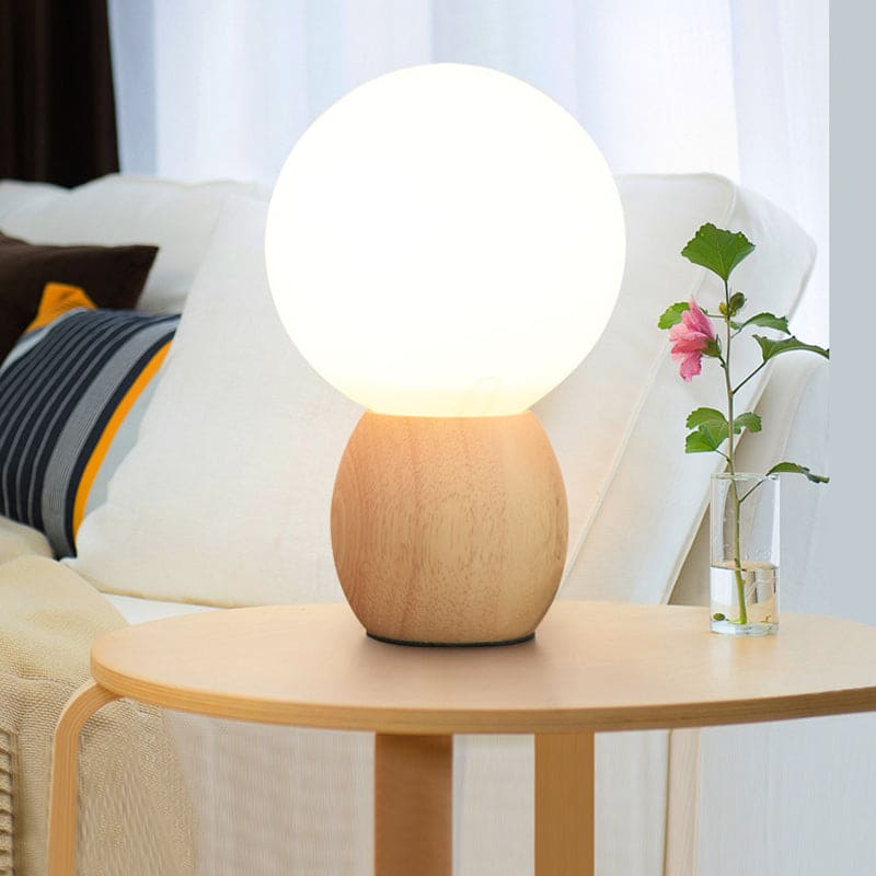 Lisslune | SoftLume Elegant Floor Lamp – Natural Wood & Round Glass Shade