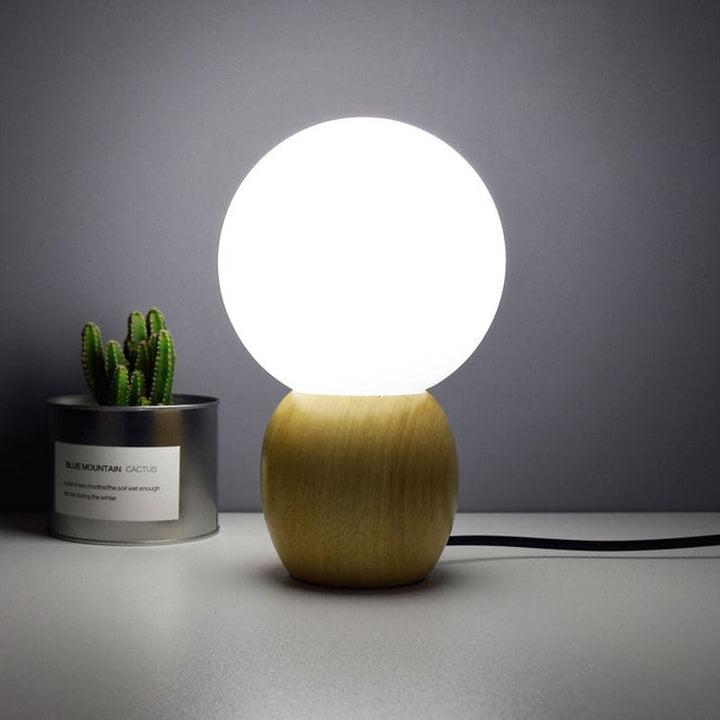 Lisslune | SoftLume Elegant Floor Lamp – Natural Wood & Round Glass Shade