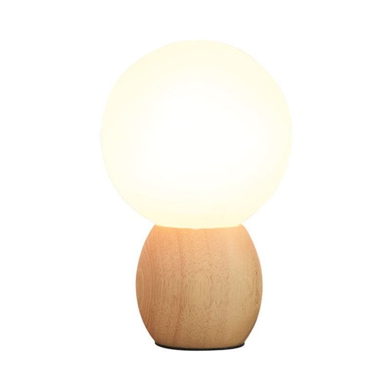 Lisslune | SoftLume Elegant Floor Lamp – Natural Wood & Round Glass Shade