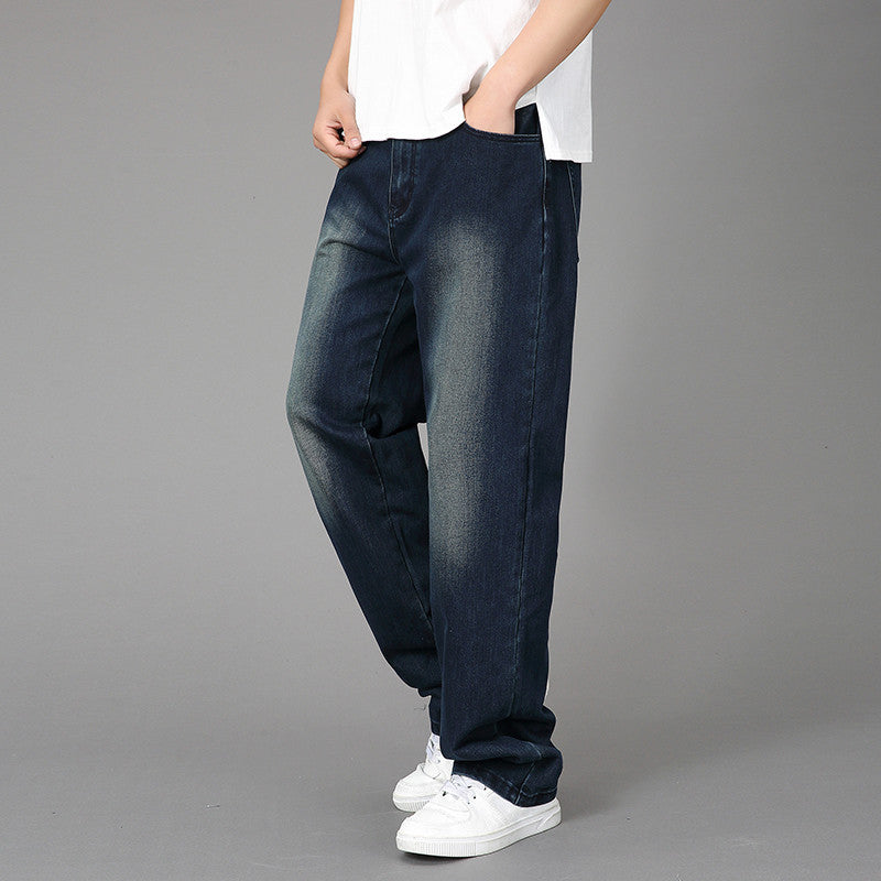 Men's Wide Denim Jeans with Artistic Embroidery Lisslune