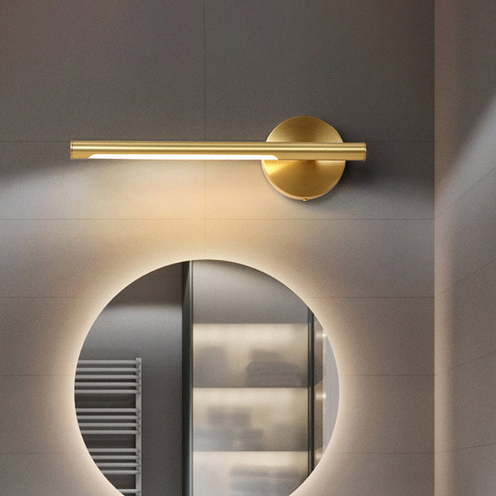 Lisslune | Gold Rod Wall Lamp Minimalist Metal 16"/25" Long LED Vanity Sconces Light with Acrylic Diffuser