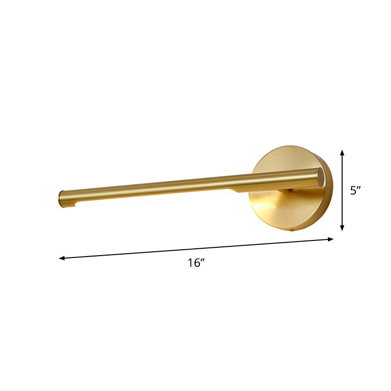 Lisslune | Gold Rod Wall Lamp Minimalist Metal 16"/25" Long LED Vanity Sconces Light with Acrylic Diffuser