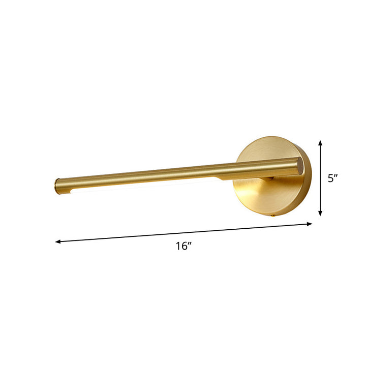 Lisslune | Gold Rod Wall Lamp Minimalist Metal 16"/25" Long LED Vanity Sconces Light with Acrylic Diffuser