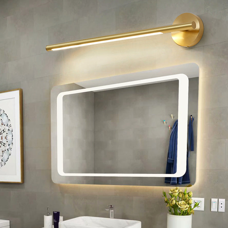 Lisslune | Gold Rod Wall Lamp Minimalist Metal 16"/25" Long LED Vanity Sconces Light with Acrylic Diffuser