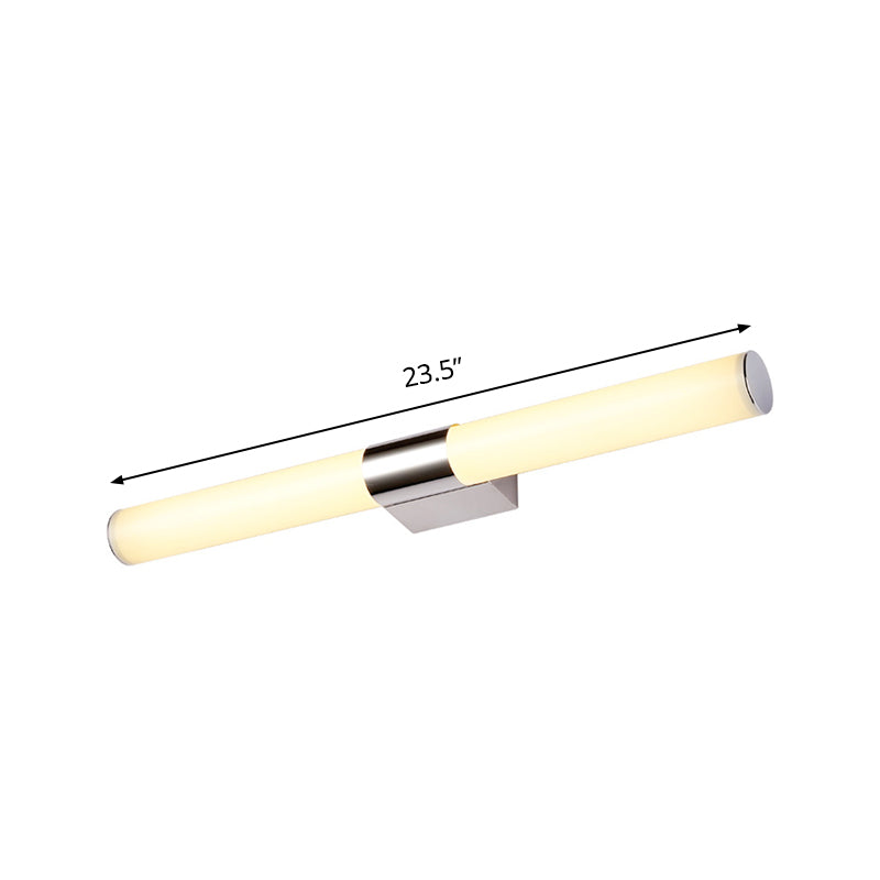Lisslune | Acrylic Tube Wall Vanity Light Modern Chrome Surface LED Wall Lamp in Warm/White Light, 18"/23.5"/31.5" Length