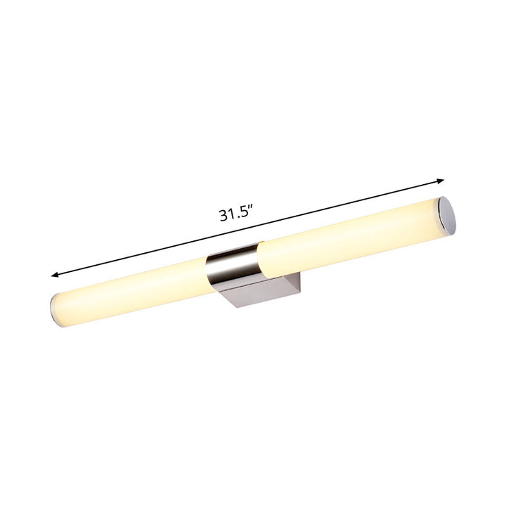 Lisslune | Acrylic Tube Wall Vanity Light Modern Chrome Surface LED Wall Lamp in Warm/White Light, 18"/23.5"/31.5" Length