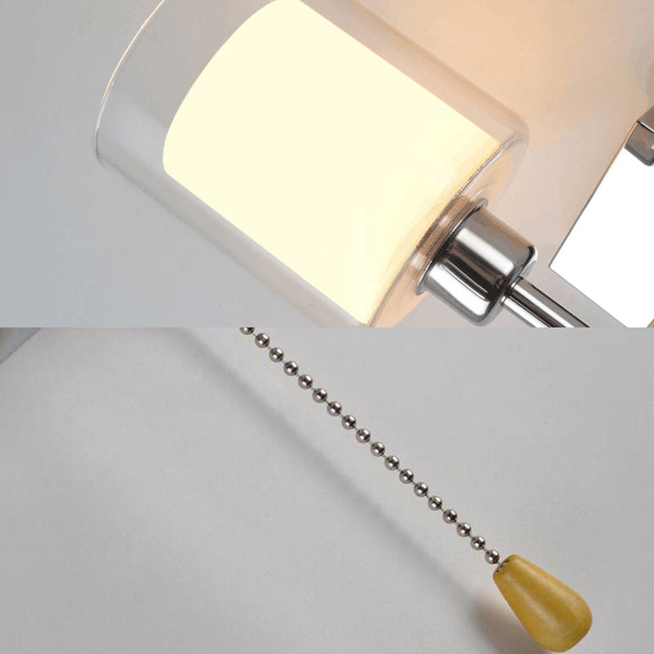 Lisslune | Beige/Chrome Cylindrical Wall Light Modern 1 Light Smoke/Clear Glass Wall Mount Light with Switch/No Switch/Cable Switch