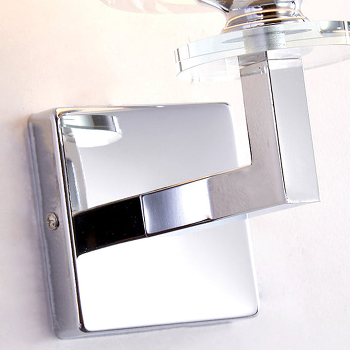 Lisslune | Cylindrical gray glass wall lamp modernist 1 light chrome wall light with 1 switch/2 switches/no switch
