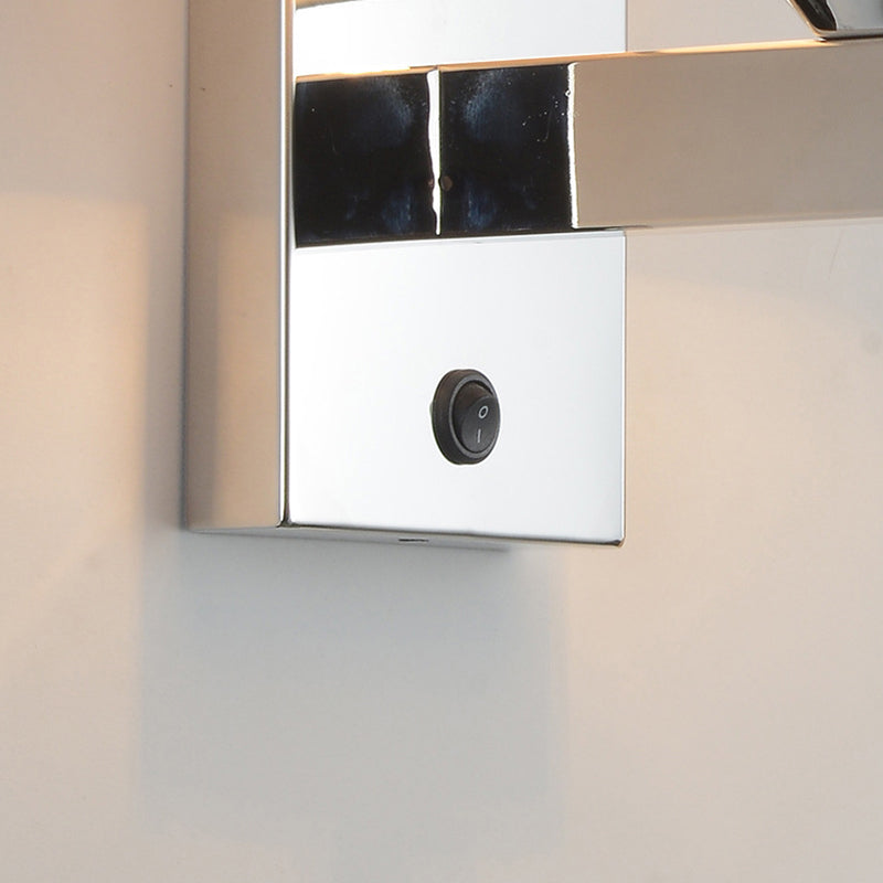 Lisslune | Cylindrical gray glass wall lamp modernist 1 light chrome wall light with 1 switch/2 switches/no switch