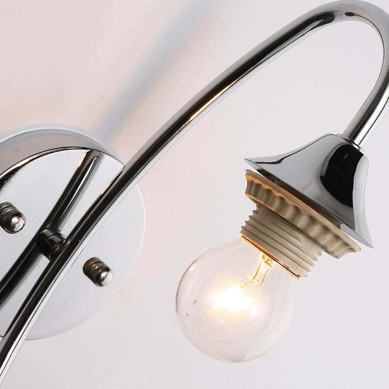 Lisslune | Bell Milk Glass Wall Light Modernist 1 Light Chrome Wall Mounted Lamp with Curved Arm