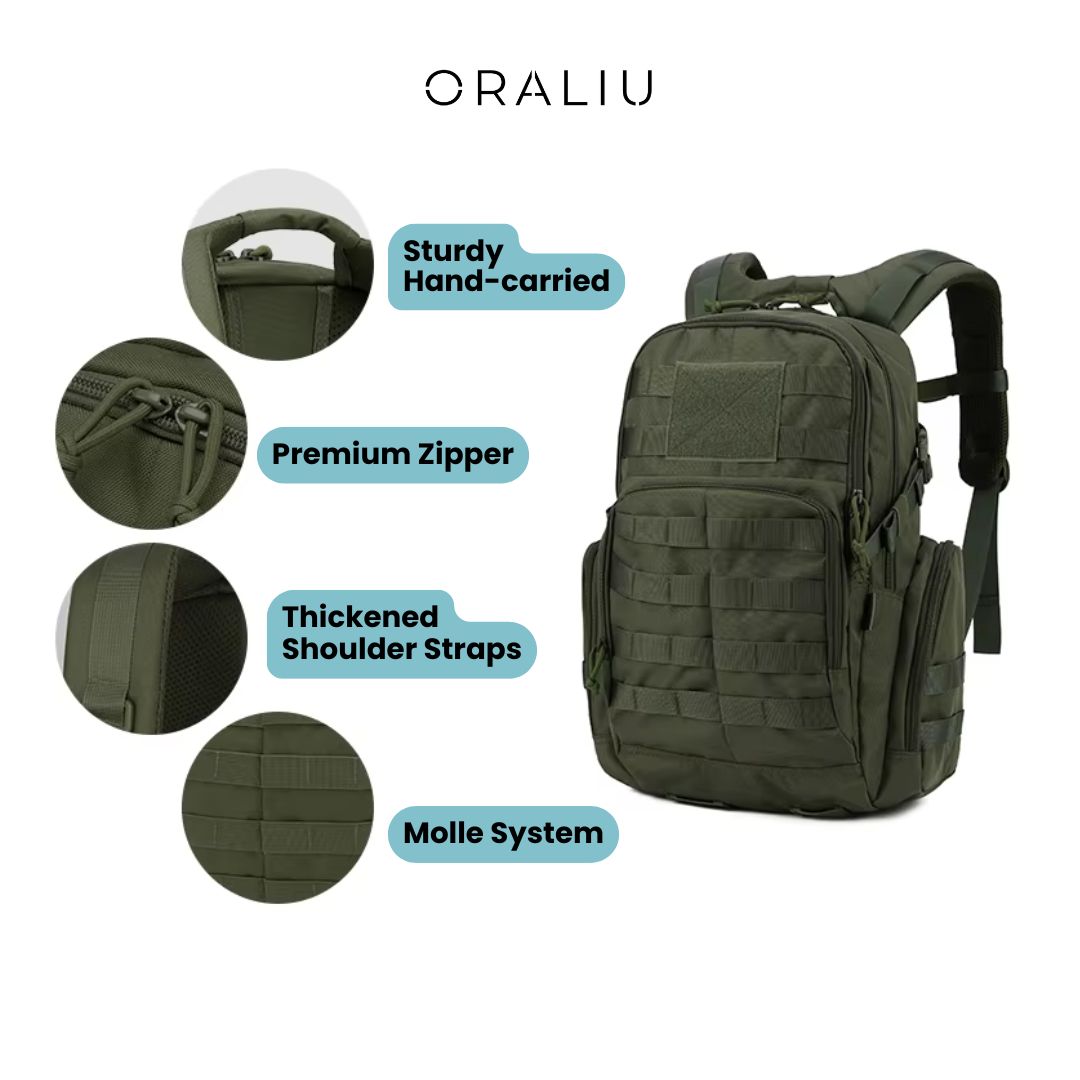 Lisslune | 25L Tactical Backpack – Water-Resistant Rucksack with MOLLE System & Hydration Compartment