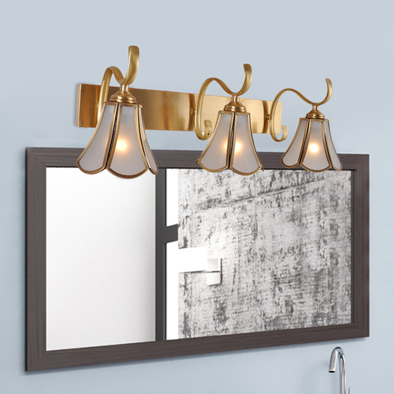 Skørter | Milk Glass Gold Vanity Lighting Flower 1/2/3-Light Colonial Wall Sconce with Swinging Arm