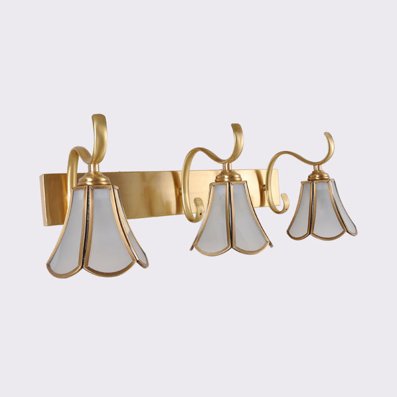 Skørter | Milk Glass Gold Vanity Lighting Flower 1/2/3-Light Colonial Wall Sconce with Swinging Arm