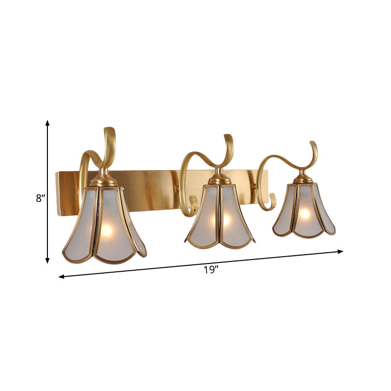 Skørter | Milk Glass Gold Vanity Lighting Flower 1/2/3-Light Colonial Wall Sconce with Swinging Arm