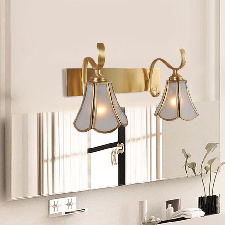 Skørter | Milk Glass Gold Vanity Lighting Flower 1/2/3-Light Colonial Wall Sconce with Swinging Arm