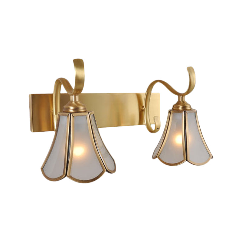 Skørter | Milk Glass Gold Vanity Lighting Flower 1/2/3-Light Colonial Wall Sconce with Swinging Arm