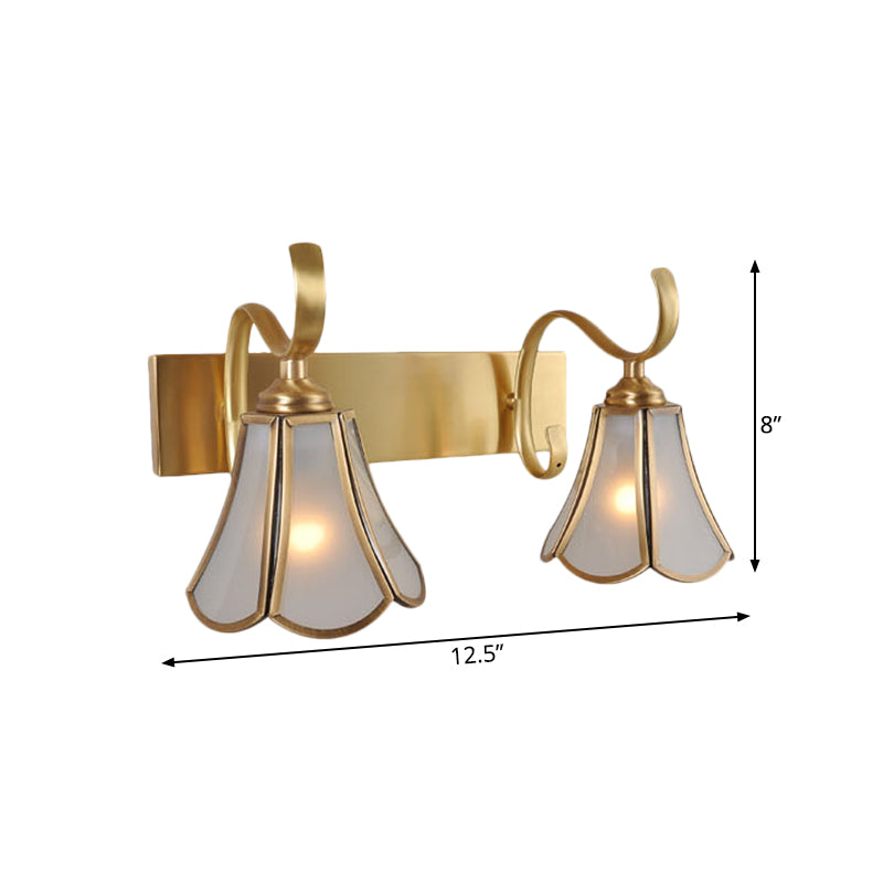 Skørter | Milk Glass Gold Vanity Lighting Flower 1/2/3-Light Colonial Wall Sconce with Swinging Arm