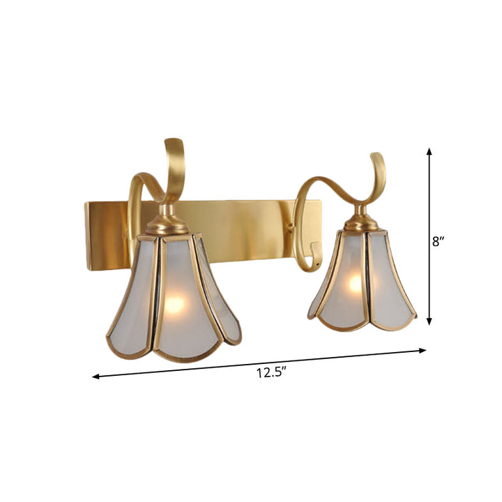 Skørter | Milk Glass Gold Vanity Lighting Flower 1/2/3-Light Colonial Wall Sconce with Swinging Arm