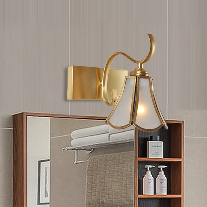 Skørter | Milk Glass Gold Vanity Lighting Flower 1/2/3-Light Colonial Wall Sconce with Swinging Arm